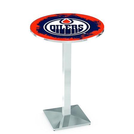 Holland Bar Stool Co 36" Chrome Edmonton Oilers Pub Table L217C3628EdmOil